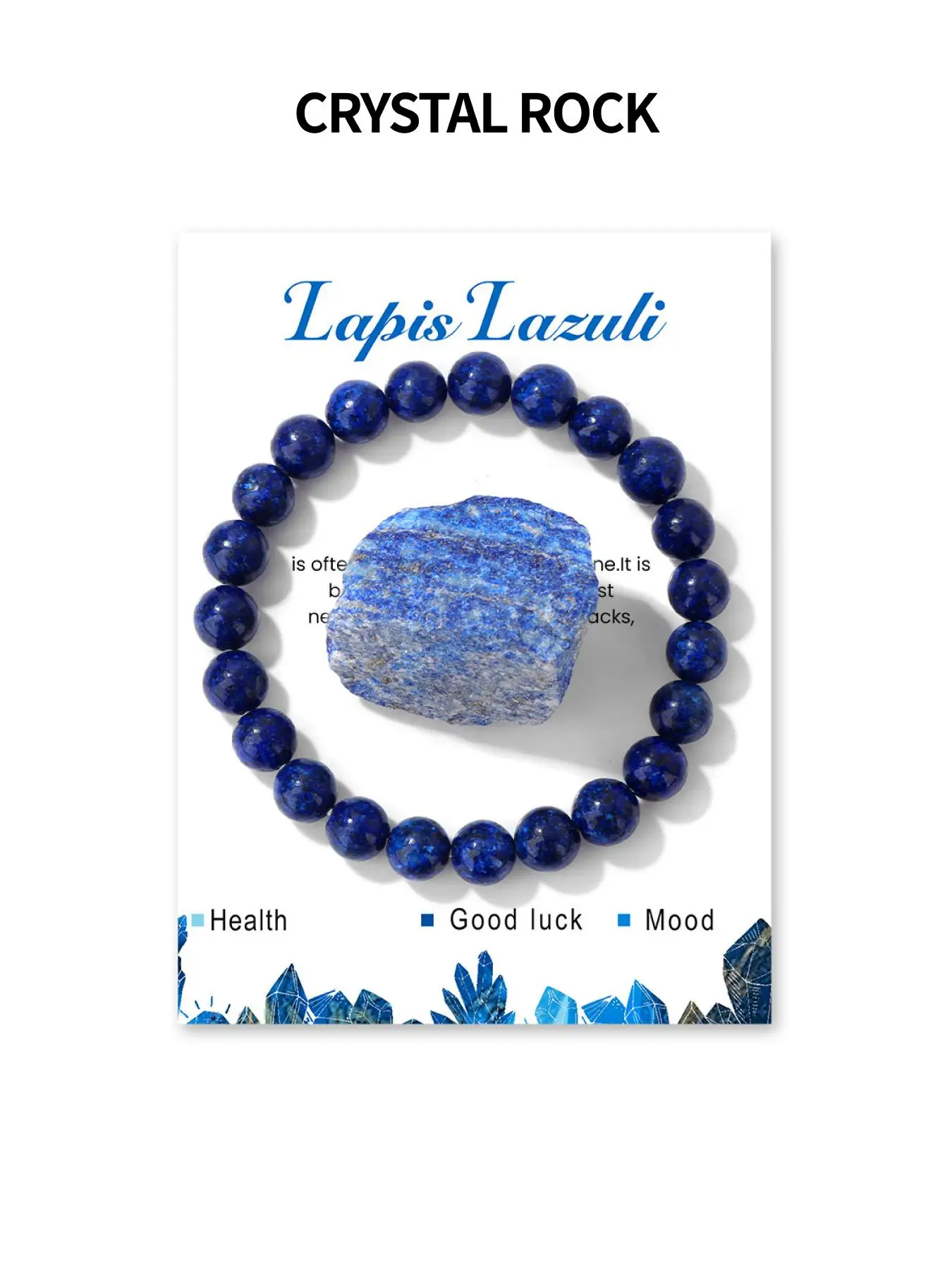 Handmade Lapis Lazuli Beaded Bracelet Set with Inspirational Cards, Fashionable Elastic String, Unisex Jewelry Gift for All Occasions
