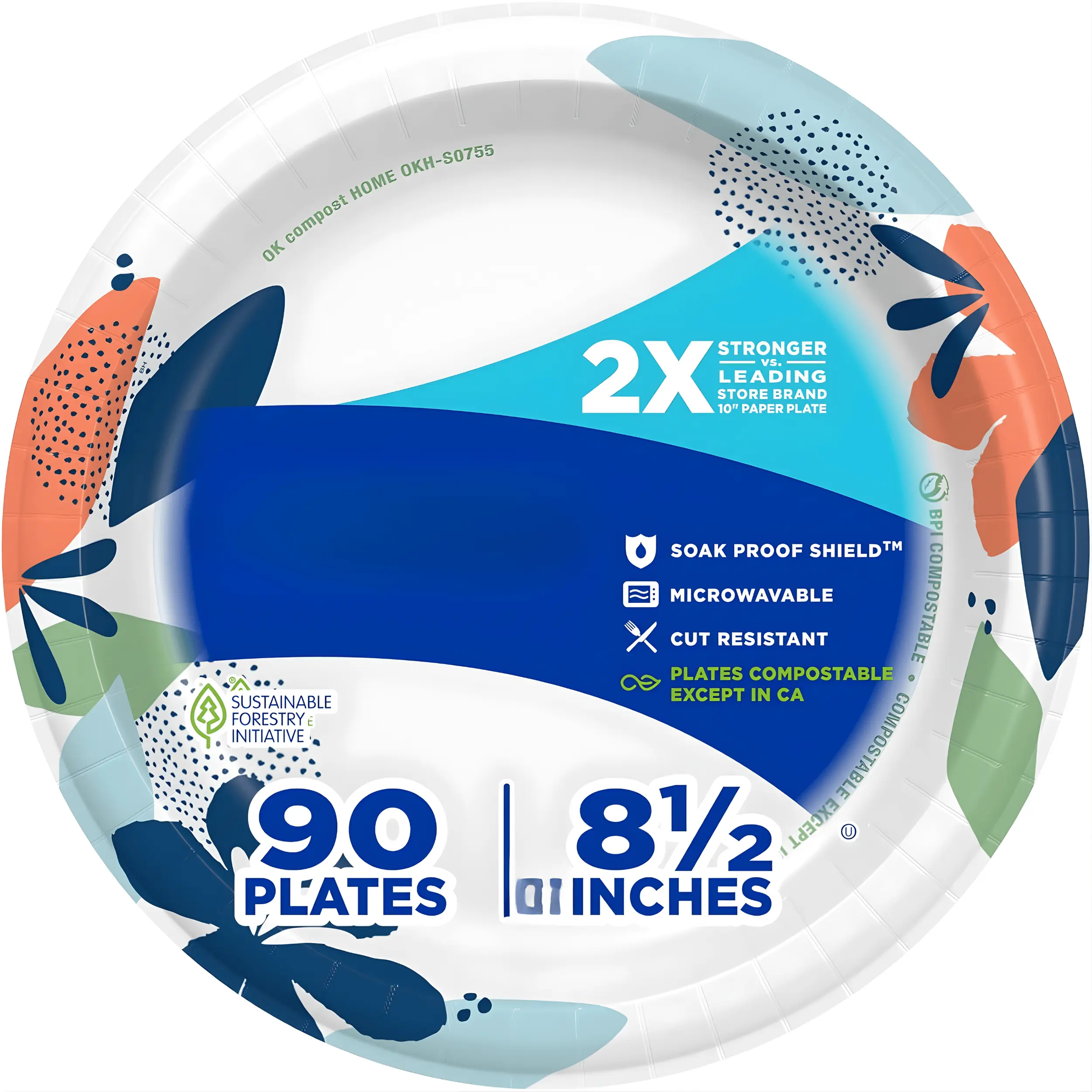 8.5 Inch Medium Paper Plates 90 Count 2X Stronger, Microwave Safe, Soak-Proof & Cut Resistant Disposable Plates for Breakfast Lunch Dinner, Heavy Duty Party & Everyday Use, Eco-Friendly Bulk Tableware