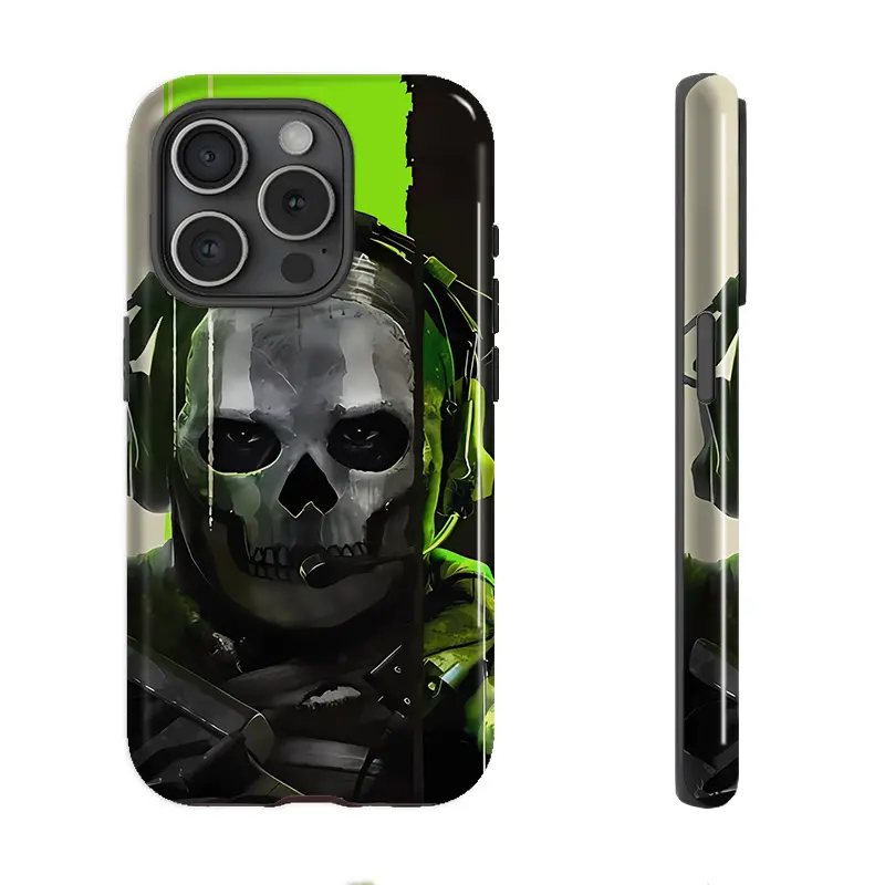 Call of Duty Warrior Skull Pattern Phone Case For iPhone 17/16/15/14/13/12/11Xs Pro Max Plus 17 AIR. Shockproof Protective Case, Stylish And Soft TPU, 2-in-1 Design, Sturdy Phone Case 86X-L0284