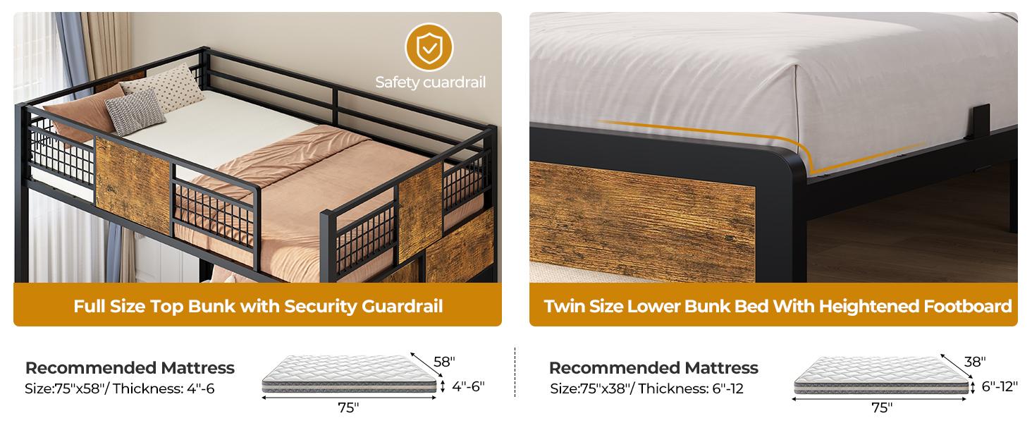 Sikaic Full Over Twin Bunk Bed with 8 Storage Drawers, Metal Bunk Bed with LED Lights & Storage Shelves, Loft Bed with Ladder & 13.4" Safety Guardrail for Kids & Teens summervibes