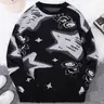 Men's Star & Astronaut Jacquard Round Neck Sweater, Casual Regular Fit Long Sleeve Jumper for Spring & Fall, Fashion Aesthetic Men's Knitwear for Daily Wear, Knit Sweater Clothing