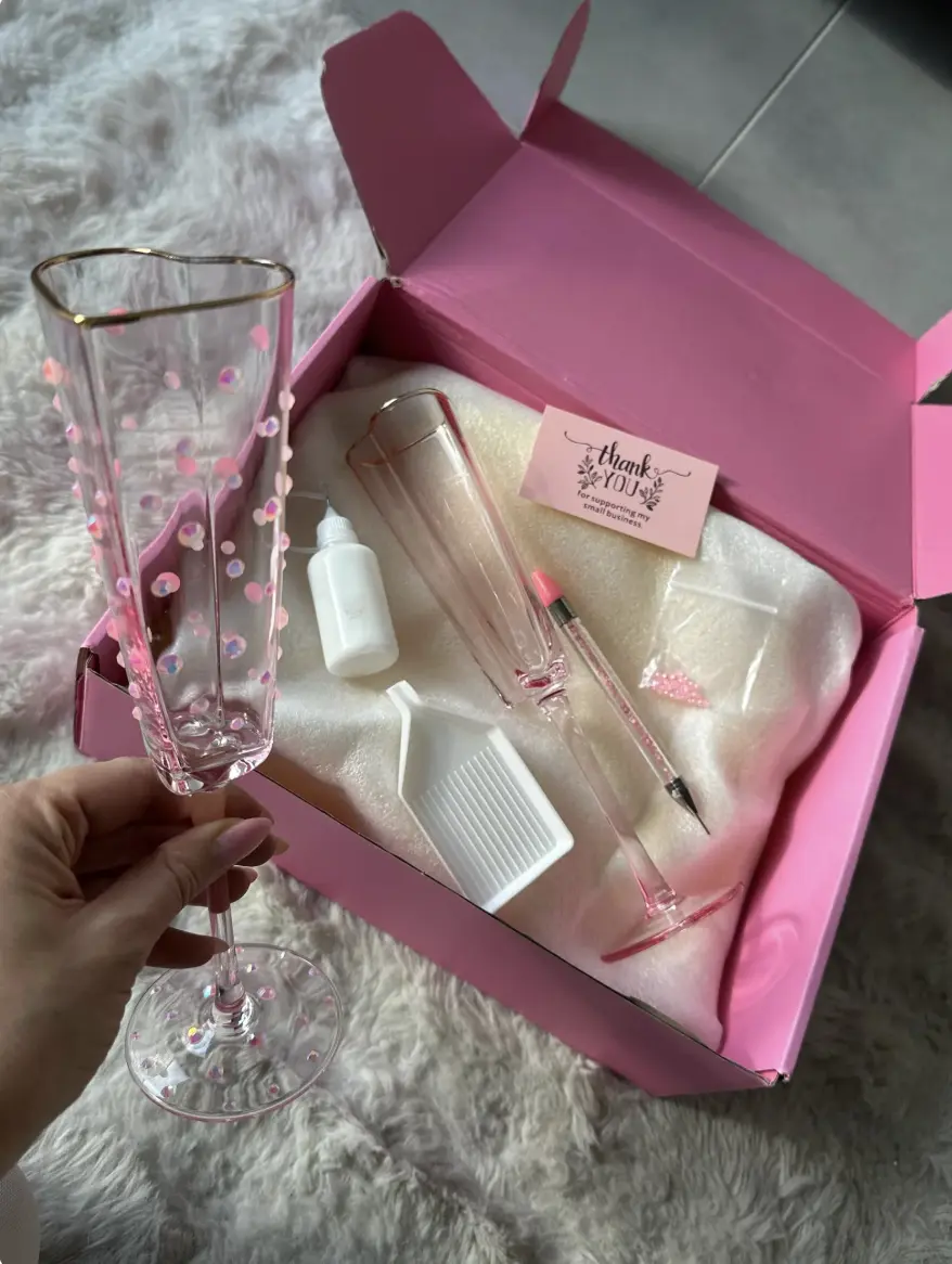 Pink Princess Champagne Glass Bedazzling Kit