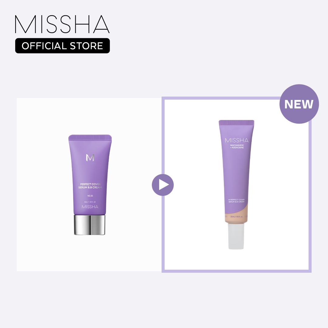 [MISSHA Official] M Perfect Cover Serum BB Cream (35ml) - Bifida Ferment Lysate Serum-Infused BB Cream for Anti-Aging Skin Rejuvenation, Skin Tint, Tinted Moisturizer, Skin Care Foundation Makeup,Superfood Complex,Glass Skin CardiBB OGBB PurpleBB