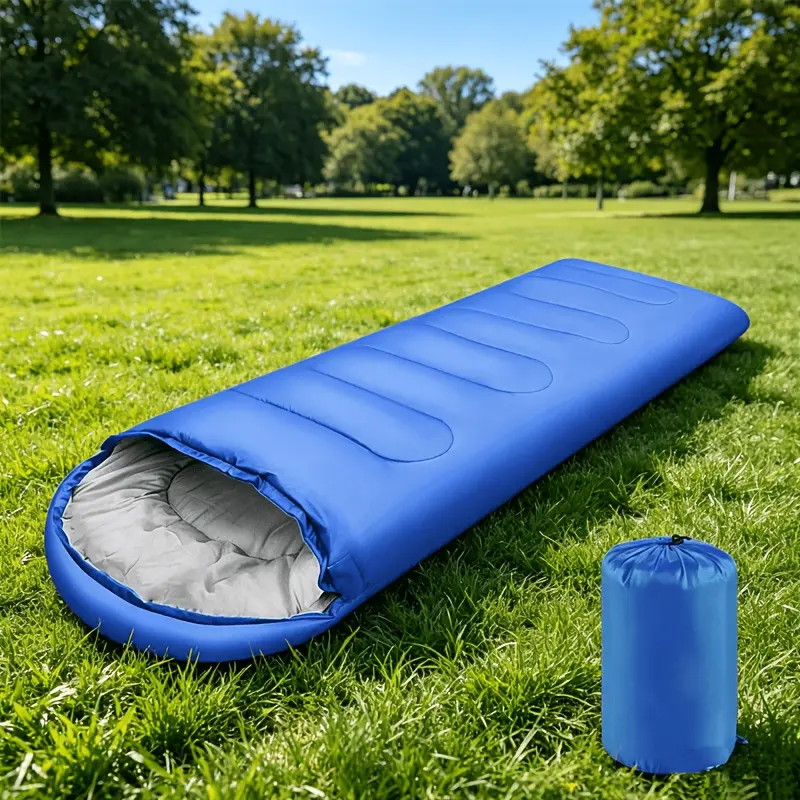 Extra-large, widened and thickened camping sleeping bag with a hood and compressible design, suitable for hiking, mountain climbing, adult car travel