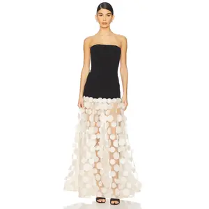 Bronx and Banco Harper Strapless Gown in Black & Beige
