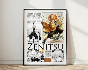 Zenitsu Poster, Demon Slayer Anime Art, Zenitsu Agatsuma Aesthetic Decor