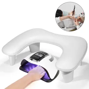 Professional Nail Hand Pillow with Removable Stand, Two-Hand Manicure Arm Rest Cushion, Adjustable Tilt Design, PU Leather Nail Art Hand Rest, Portable Nail Tech Supplies for Acrylic Gel Nails Salon Home Use
