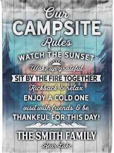 Campsite Rules Personalized Camping flag