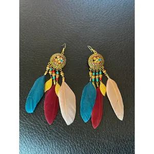 Feather Beaded Earrings