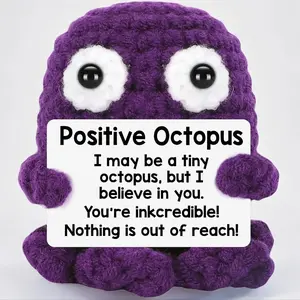 Positive Octopus Design Crochet Animal, Handmade Animal Doll, Emotional Support Gift for Birthday Festival, Ideal Gift for Teens, Toys, Soft Cuddly Gift, Stuffed Animals