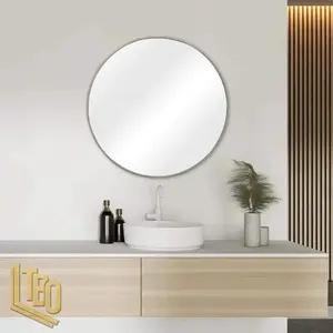 Round Wall Mirror in Rustic Grey