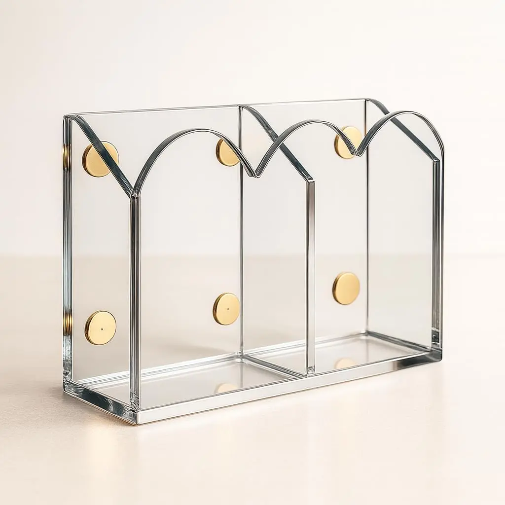 Orelle Scalloped Magnetic Acrylic Pen Holder | Magnetic Pen Holder for Refrigerator, Whiteboard, Office, Magnetic Locker Organizer | Magnetic Dry Erase Marker Holder | Classroom Must Haves | Clear