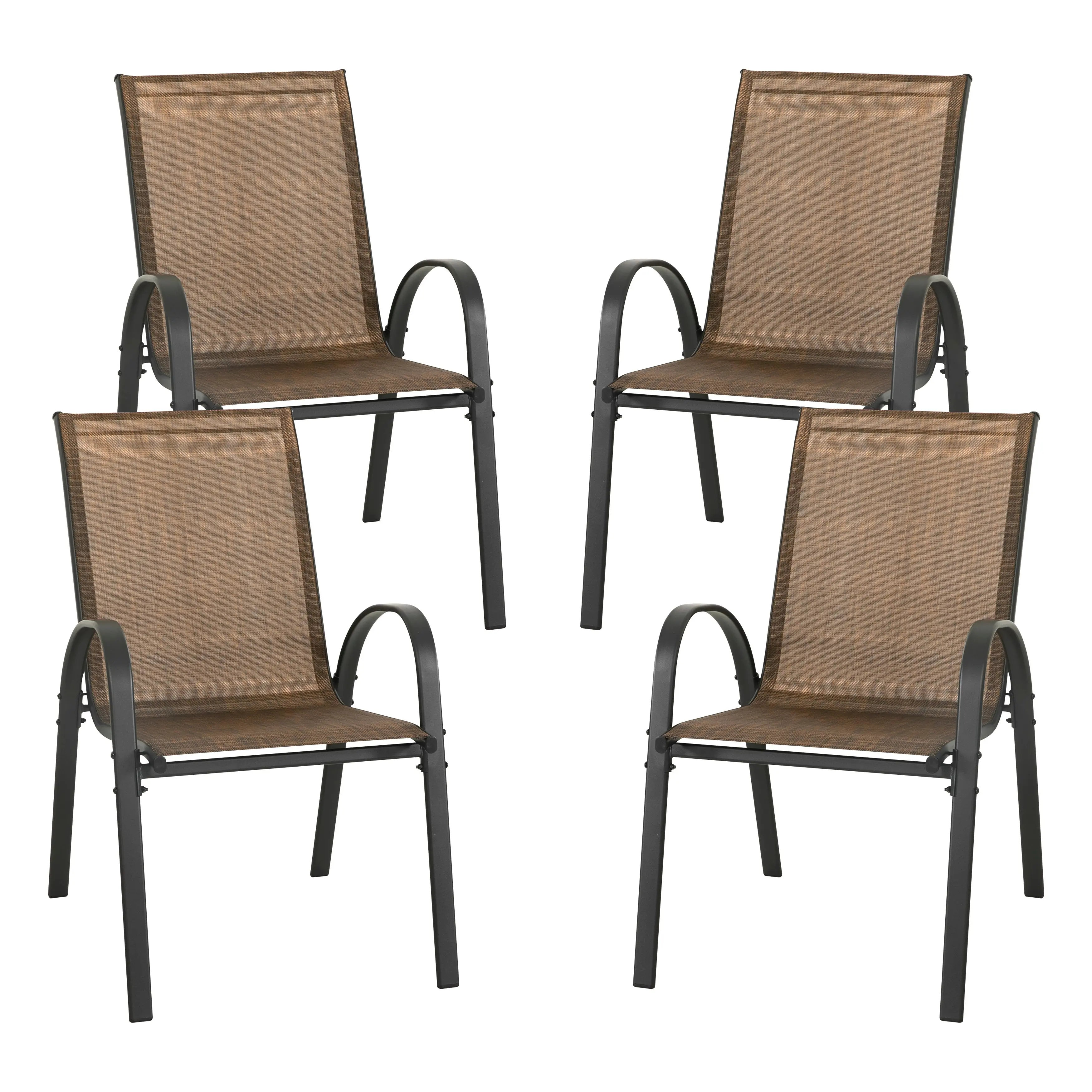 Patio Dining Chairs Set of 4, Outdoor Stackable Dining Chairs with High Back,All Weather Textilene Patio Chairs