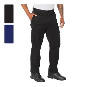 ROTHCO Men's Deluxe EMT Paramedic Plain Workwear Cargo Pants - Black 3823, Navy Blue, Durable Cotton-Polyester Fabric, Enhanced Waistband, Ample Storage, Reinforced Knees, Utility Zipper Pockets, All Seasons Uniform