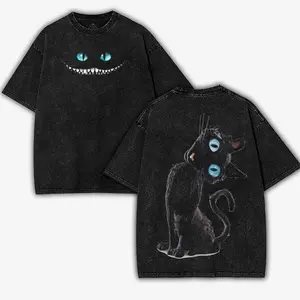 Coraline Gato T-Shirt, Vintage Two-Sided Printed Graphic Tee, Retro Black Art Design, Unisex Cotton Shirt, Trendy Halloween Gift for Men and Women