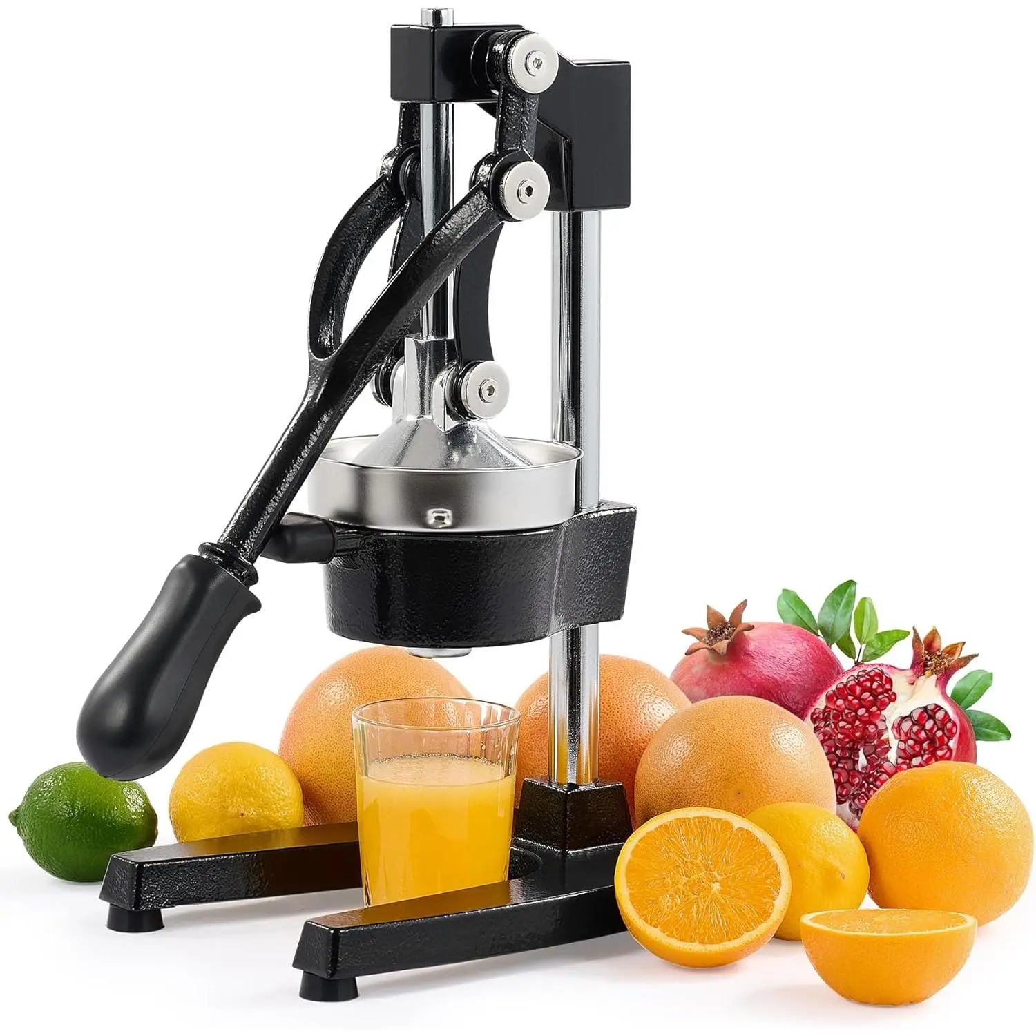 Hand Press Juicer Machine, manual Orange Juicer and Professional Citrus Juicer for Orange Juice Pom Lime Lemon Juice, Orange Juicer Squeezer and Crusher, Easy to , Black