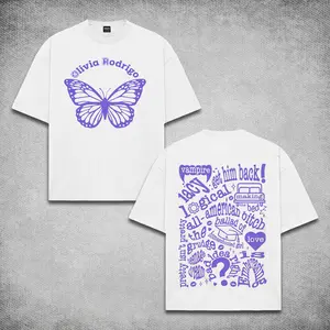 Retro Guts Olivia T-Shirt, Butterfly Aesthetic Graphic Tee, Livies Merch, Vintage Oversized Shirt for Olivia Concert World Tour 2026 Outfit, Vampire, Bad Idea Right, Get Him Back Purple Print Unisex Soft Cotton Top