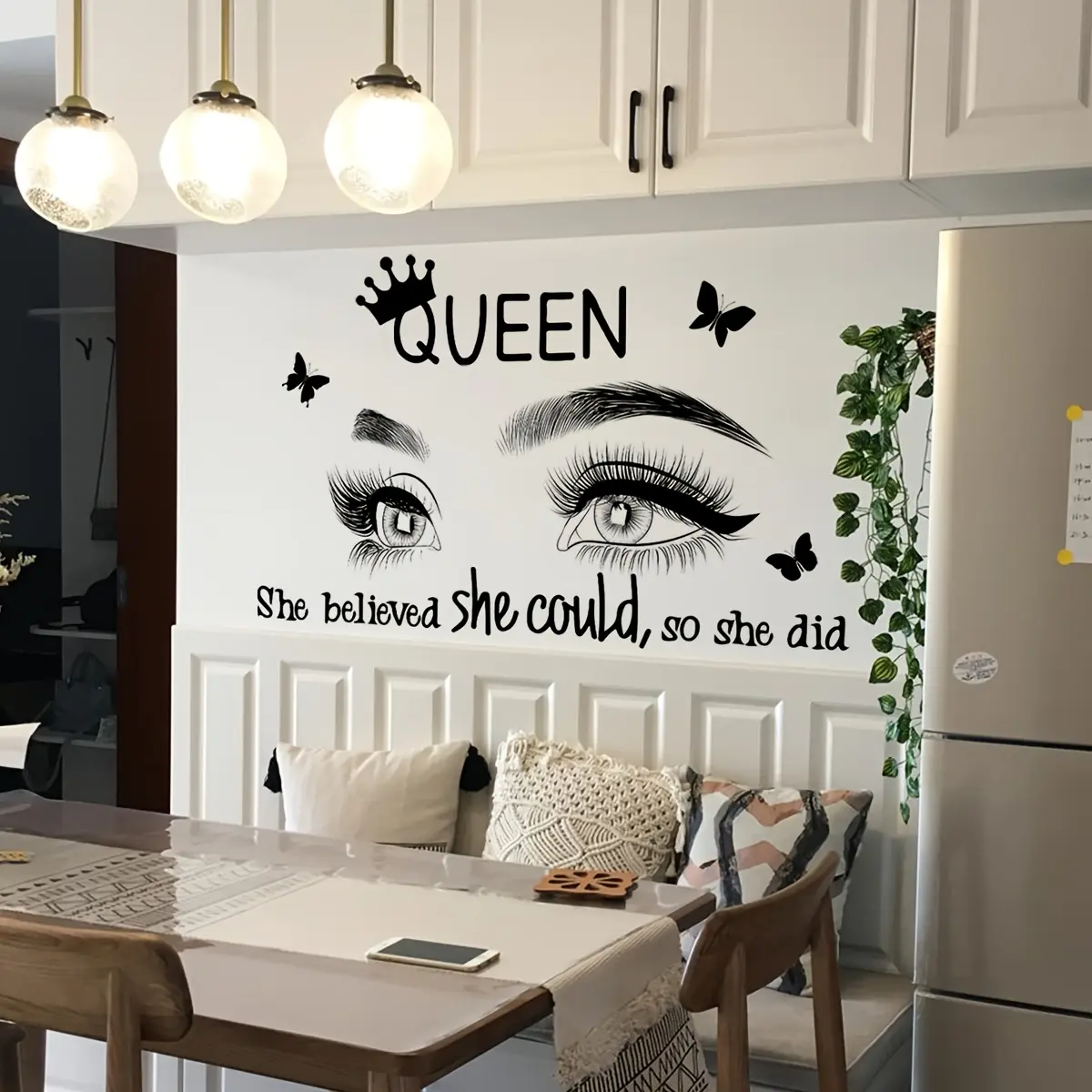 A simple eye, English crown, queen, butterfly self-adhesive home decorative decoration sticker Decoration Items Wall Stickers Decorative Decal for living room and bedroom background, MS1691-YY