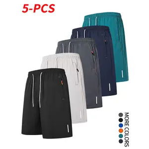 5-pack men’s quick-dry casual comfortable shorts, non-stretch elastic waistband drawstring shorts with zippered pockets, suitable for summer sports, gym workouts, and training—an essential piece for summer. Tropical Menswear Plain