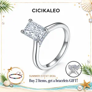 CICIKALEO 2CT Radiant Cut Moissanite Hidden Halo Ring for Women High Setting D VVS1 18K Gold Plated Lab-Created Hypoallergenic Wedding Engagement Anniversary Gift Fine Formerly CICI GEMS #Summervibes