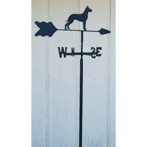 212 MAIN Lazy Scroll Great Dane Weathervane - Steel, Rust-Proof, Outdoor Decor, Ground-Mountable, Garden-Mountable Wind Direction Indicator