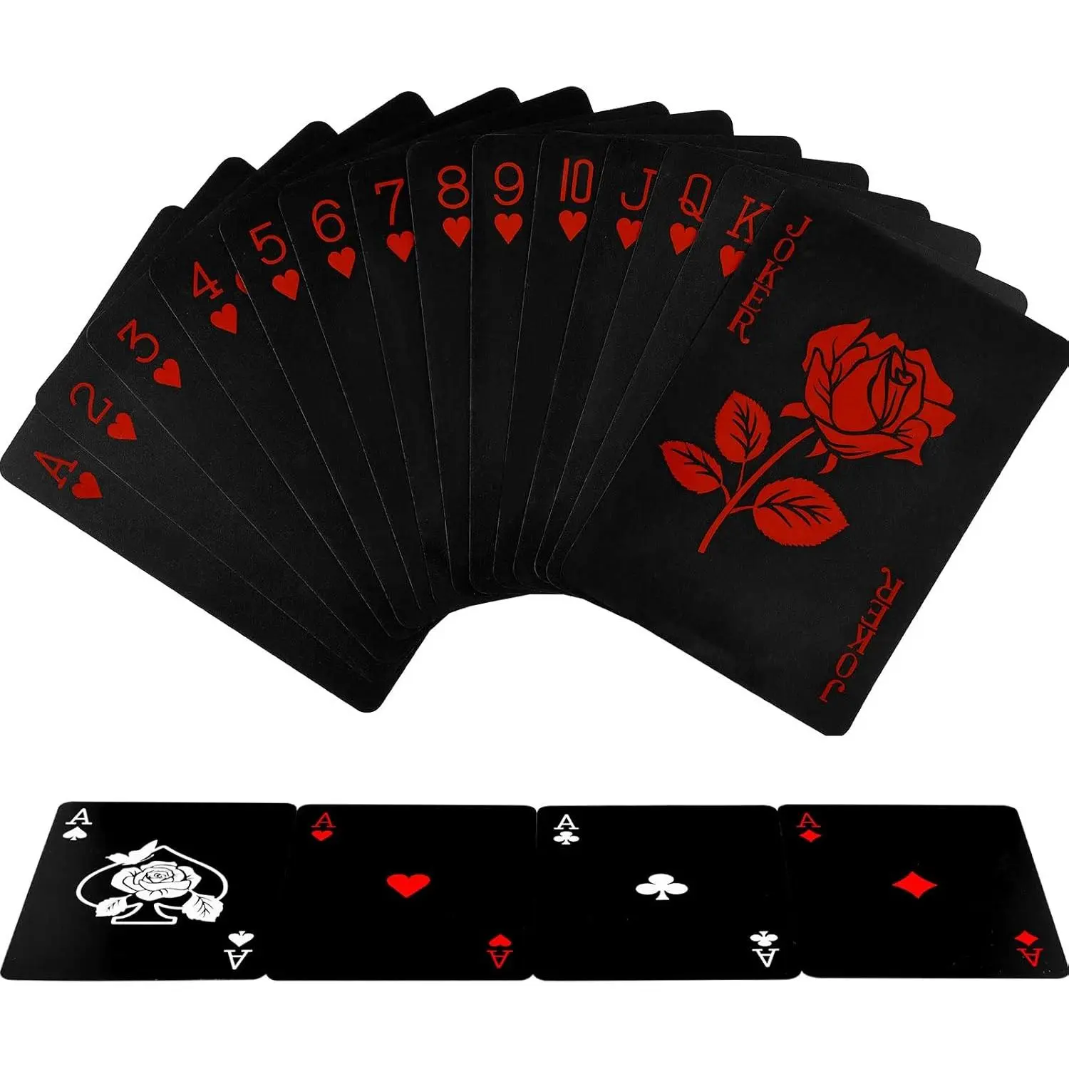 Playing Cards, Waterproof Deck of Cards with Unique Pattern & Flower Backing, PVC Poker for Party, Game and Magic