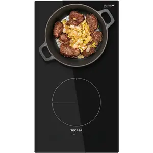 12 Inch Induction Cooktop 3500W, TECASA Built-in Electric Stove with 2 Boost Burners, Compatible with Magnetic Cookers, Timer & Child Safety Lock, 9 Power Levels Portable Dual-Burner Glass Radiant