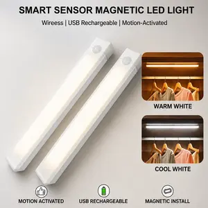 30CM Under Cabinet Lights – Rechargeable Motion Sensor LED Light, Magnetic Punch-Free Installation, Smart Motion Activated Lighting for Kitchen, Closet, Wardrobe, Stairs, Pantry & Garage