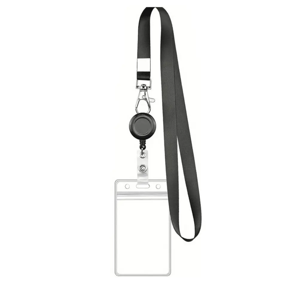 Back to School Essential Waterproof Vertical ID Card Holder - 2-Set with Neck Lanyard, Zinc Buckle, Retractable Clip - OneSize for Students, Office Use