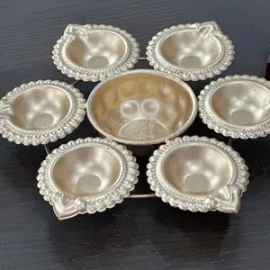 Decorative Diya Urli Bowl (6 Inches) - Candle Holders, Diwali Decor, Festive Gifts, Office & Table Decor, Wedding Pooja .