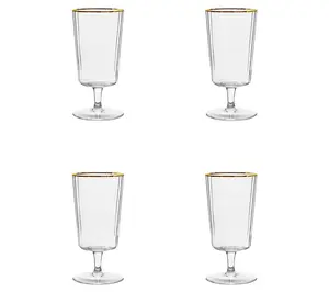 10 Strawberry Street Set of 4 Grace Gold Rim Water Goblet