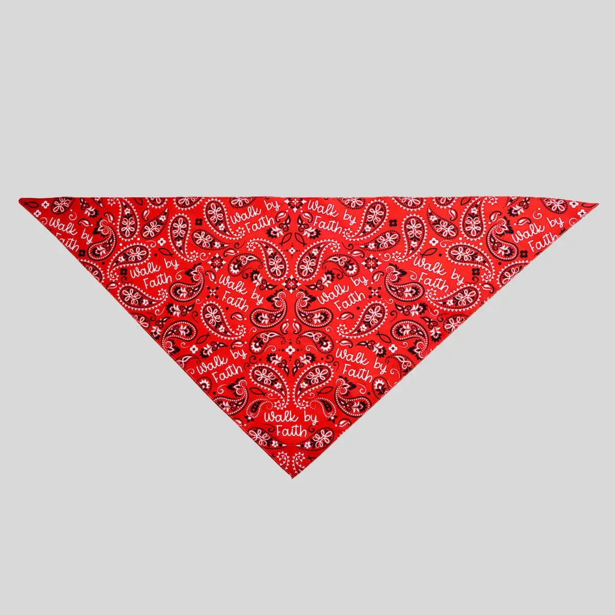 Paws & Pray Walk By Faith Pet Bandana - Classic Triangle Tie-On Cotton Fabric, Inspirational Message, Adjustable Fit for LG/XL & SM/MD Dogs & Cats, Universal Neck Accessory, Machine Washable, Triangle Print
