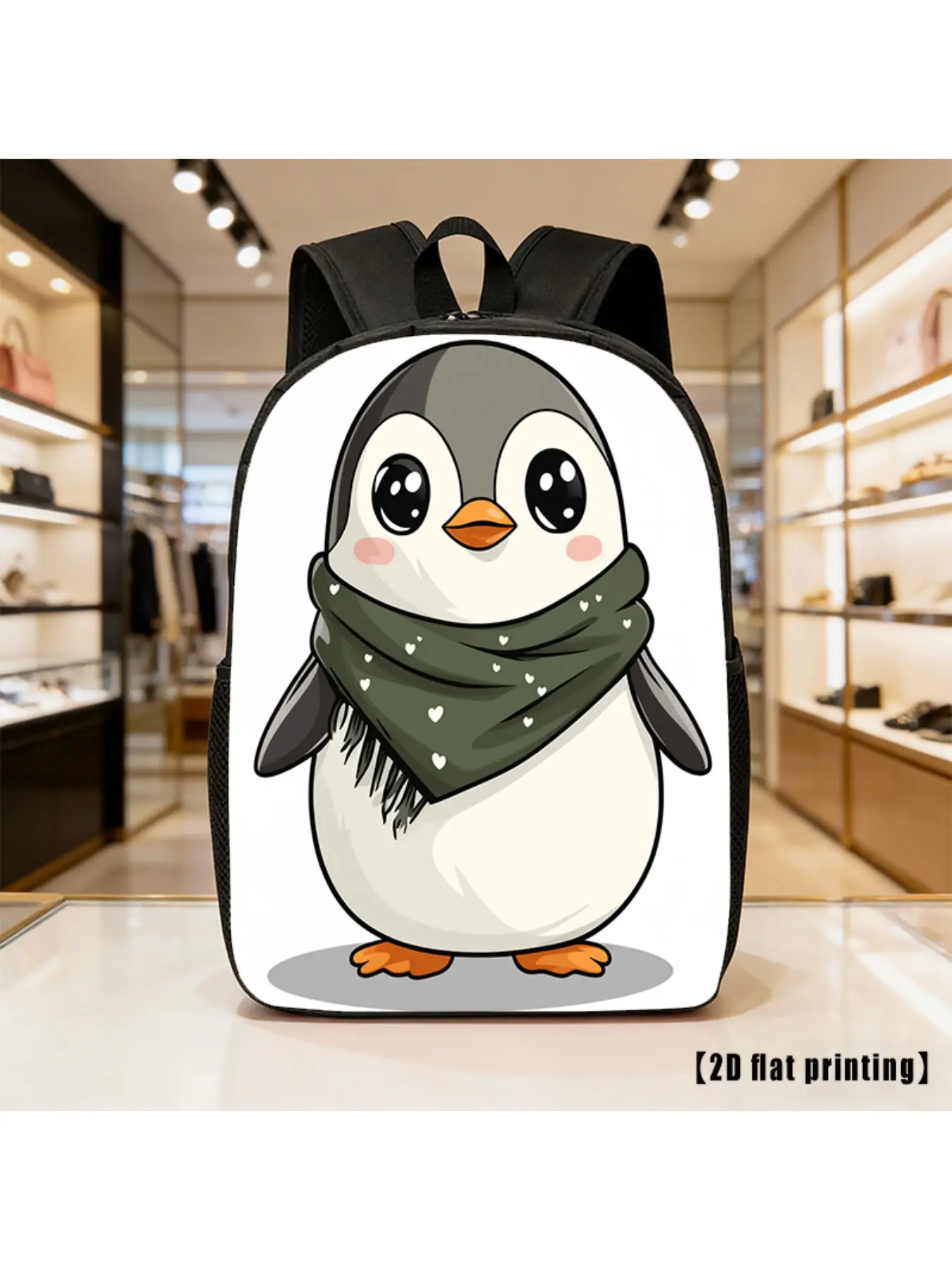 Cartoon_Penguin, Lightweight, Large-capacity Unisex Backpack with Adjustable Shoulder Straps, Side Pockets, Suitable for Casual Wear, Commuting, and Multiple Uses. Ideal for Hiking, Mountaineering, and Adventure, as Well as as a Laptop Bag.