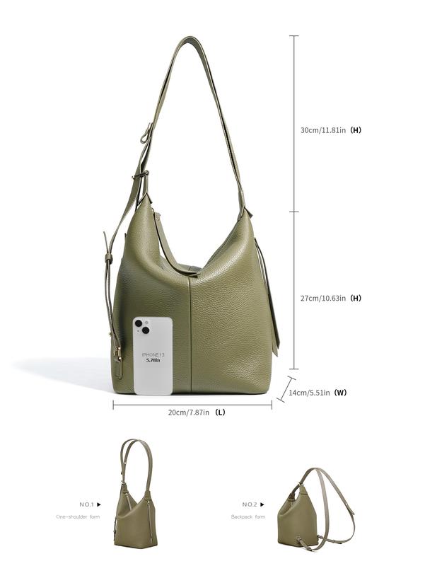 Genuine Leather Crossbody Bag for Women, Large Capacity Purse with Wide Adjustable Strap, Multi-Way Fashion Shoulder Bag