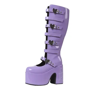 Knee High Boots with Spider Buckles