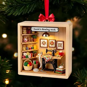 FREE GIFTBOX & CARD Personalized Sewing Room Acrylic Ornament, 2D Flat Sewing Room Ornament, Christmas Sewing Machine, Sewing Gift, Custom Name
