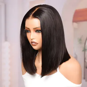 LWIGS Glueless Skinlike Real HD Lace 5x5 Closure Wig 180% Density Silky Straight Short Bob Human Hair Wigs Pre-Plucked