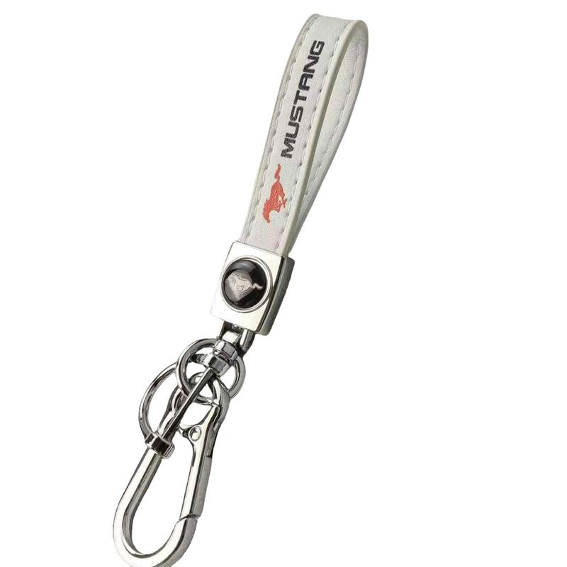 Genuine Leather Car Keychain for MUSTANG , Compatible with  ford MACH ESCAPE HYBRID ESCAPE BRONCO SPORT SUPER DUTY EDGE EXPLORER SUPER DUTY TRANSIT CONNECT RANGER F-150 MAVERICK Key Chain Family Present for Man and Woman