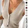 【Black Friday】Women's Solid Color V-Neck Vest, Minimalist Basic Casual Sleeveless Top, Button Design Comfy Vest for Daily Wear, All Seasons Ladies Clothes
