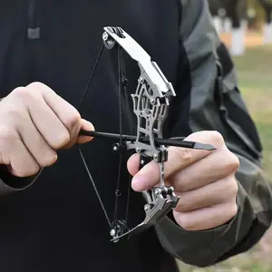 18 cm Stainless Steel Mini Bow Set with 12 Arrows Hunting Shooting Portable Equipment Small Compound Bow mini archery bow Outdoor Toy
