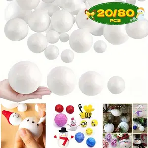 Round Foam Balls Solid Wedding Props, 4 Sizes Available, 20/80 Count, Mixed Foam Balls, Ideal for DIY, School Projects, Decorations