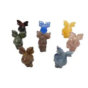 Ig Crystal Natural Crystal Elk Small Ornaments Hand-Carved Cute Elegant Craft Decoration Home Decoration Christmas Collection Birthday Gift Elk Statue-Any 5 count