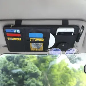 Multifunctional Car Sun Visor Organizer, Eyeglass Holder Clip, Card Storage Bag, Vehicle Interior Accessories, Durable Design