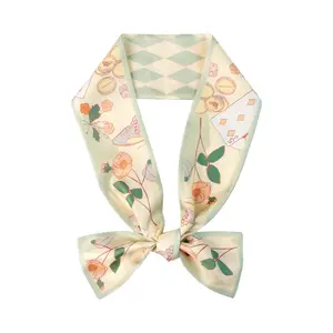 "Wonderland" Silk Twill Neck Bow - Pastel Green