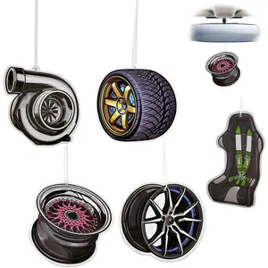 5Pcs Car Air Freshener Incense Chips Scented Ornament Car Auto Parts Turbo Brake Hub Fragrance Hanging Slice, Car Diffuser Ornament Essential Pendant Gift for Car Interior Accessories Home Decor