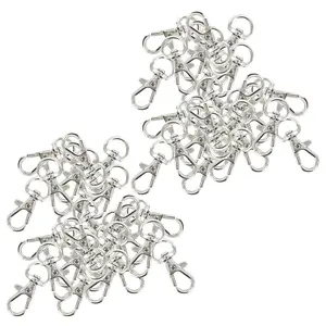 60pcs Swivel Carabiners Keychain Silver Color