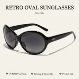 Women's Vintage Chic Oval Sunglasses, UV400 Protection Lightweight Shades for Driving & Daily Street Wear, Ideal Gift