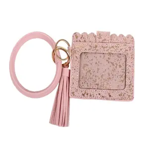 Victoria Bracelet Pink Glitter ID Wristlet Keychain Wallet
