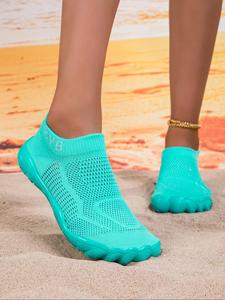 women's solid color contrast mesh water shoes, lightweight breathable barefoot shoes for beach swimming pool, outdoor sports shoes for women & girls, outdoor sneakers, watershoes