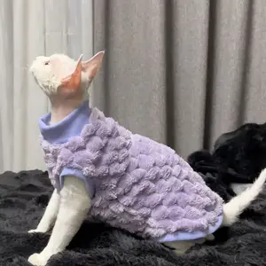 Cat Clothes for Sphynx & Devon Rex - Thermal Base Layer with Long Sleeves, Soft Velvety Plush Two-Leg Design, Snug Fit